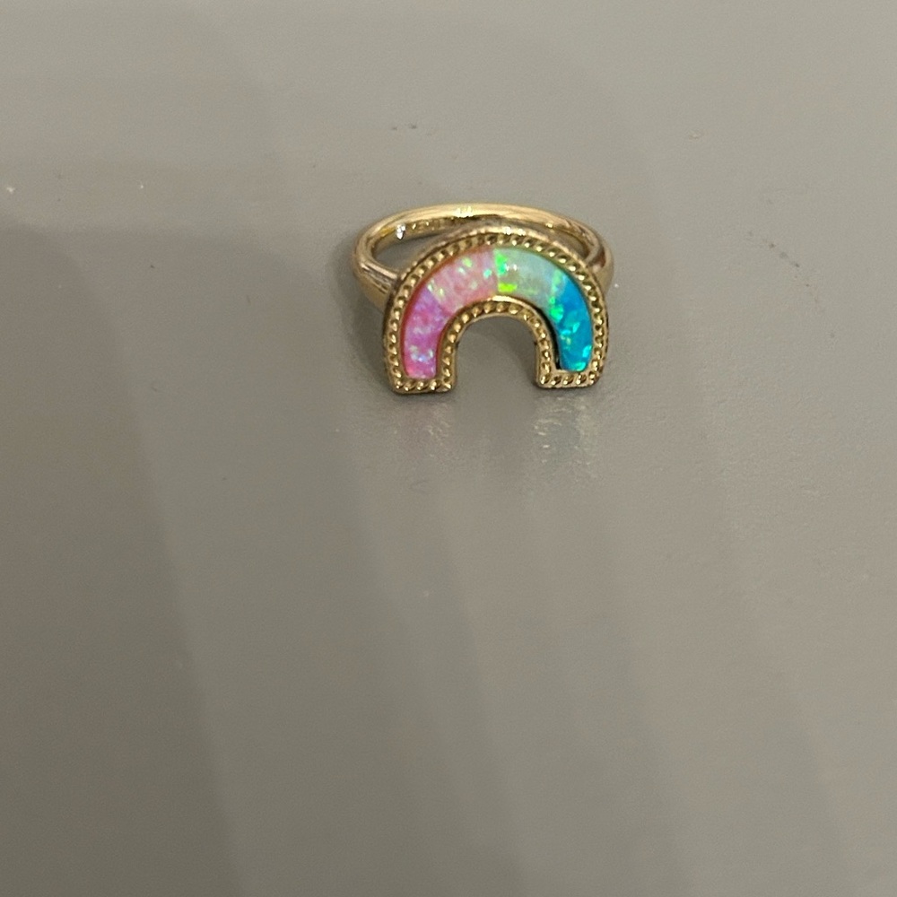 Kendra Scott Gold pastel Rainbow size 5 Ring